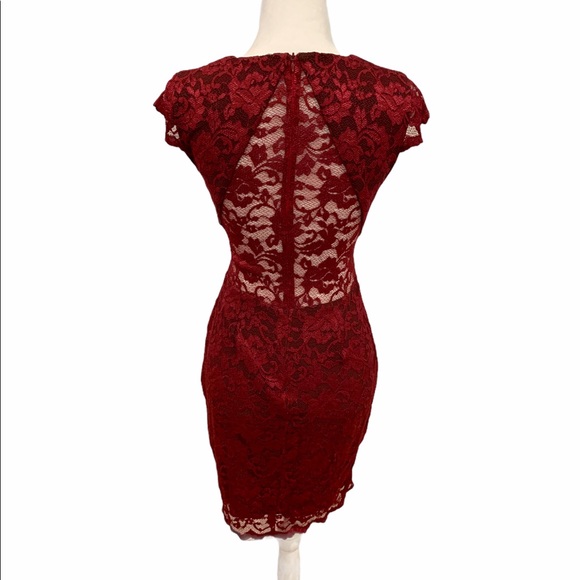 ABS Allen Schwartz burgundy lace dress, size S (fits like a 4) - Picture 2 of 9